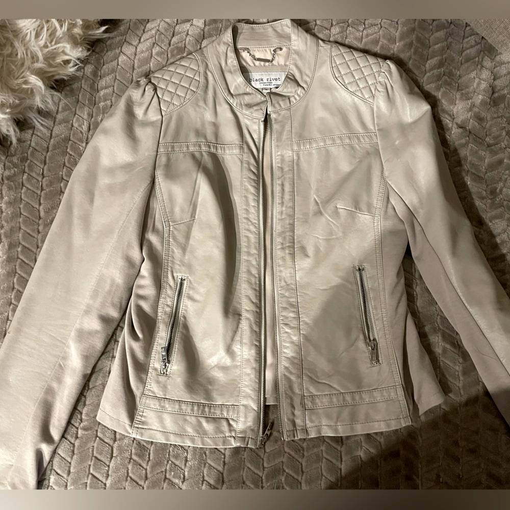 Beige faux leather jacket